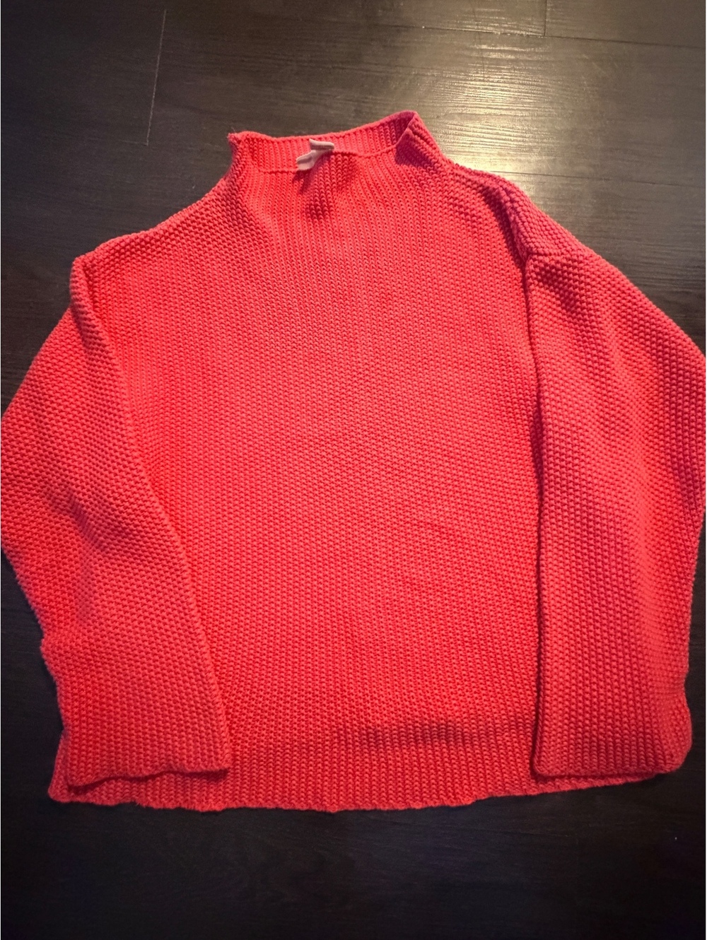 Bryn Walker Coral Pink Chunky Cotton Mock Neck Sweater M